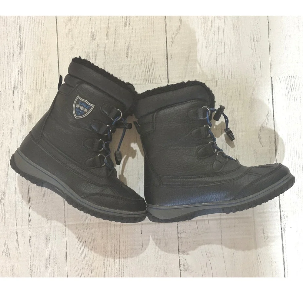 Totes Kids David Black Winter Snow Boots 3M Thinsulate Faux Fur Size 2